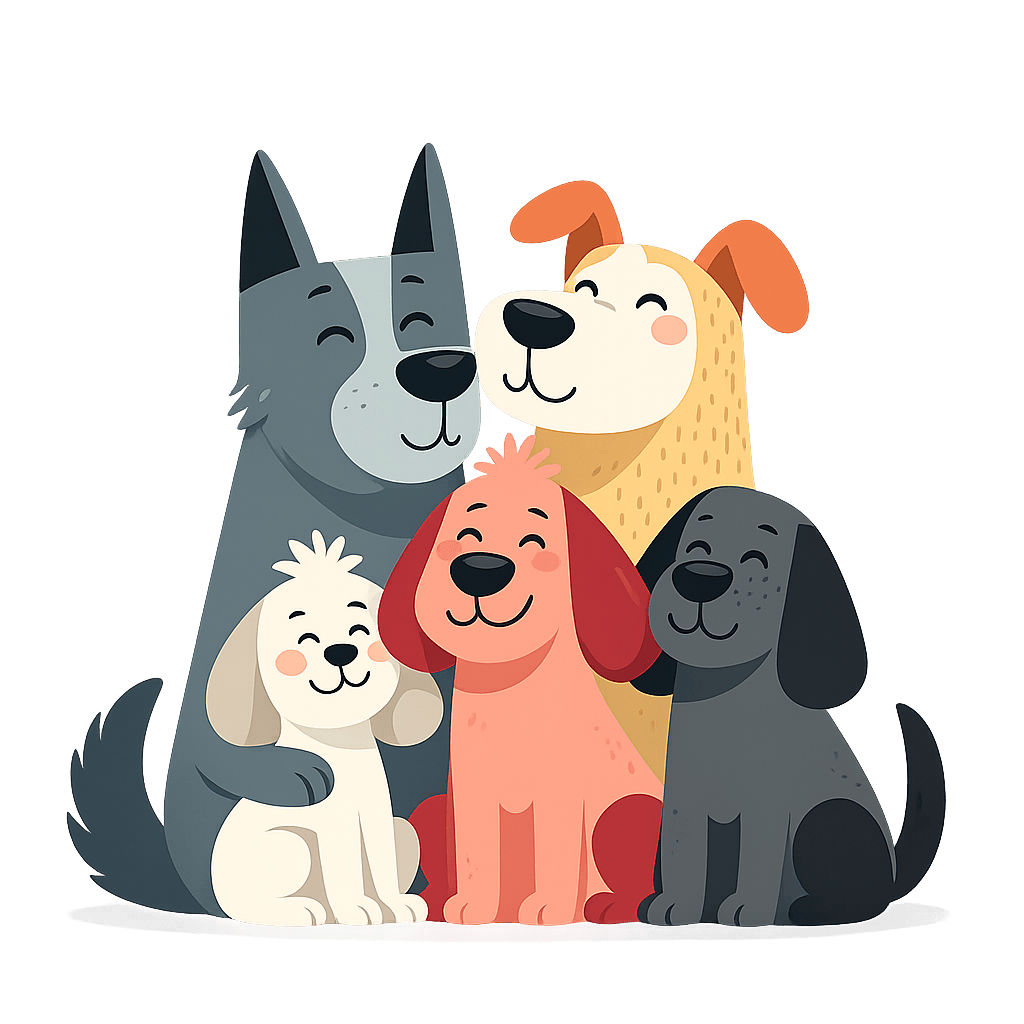 A happy family of dogs